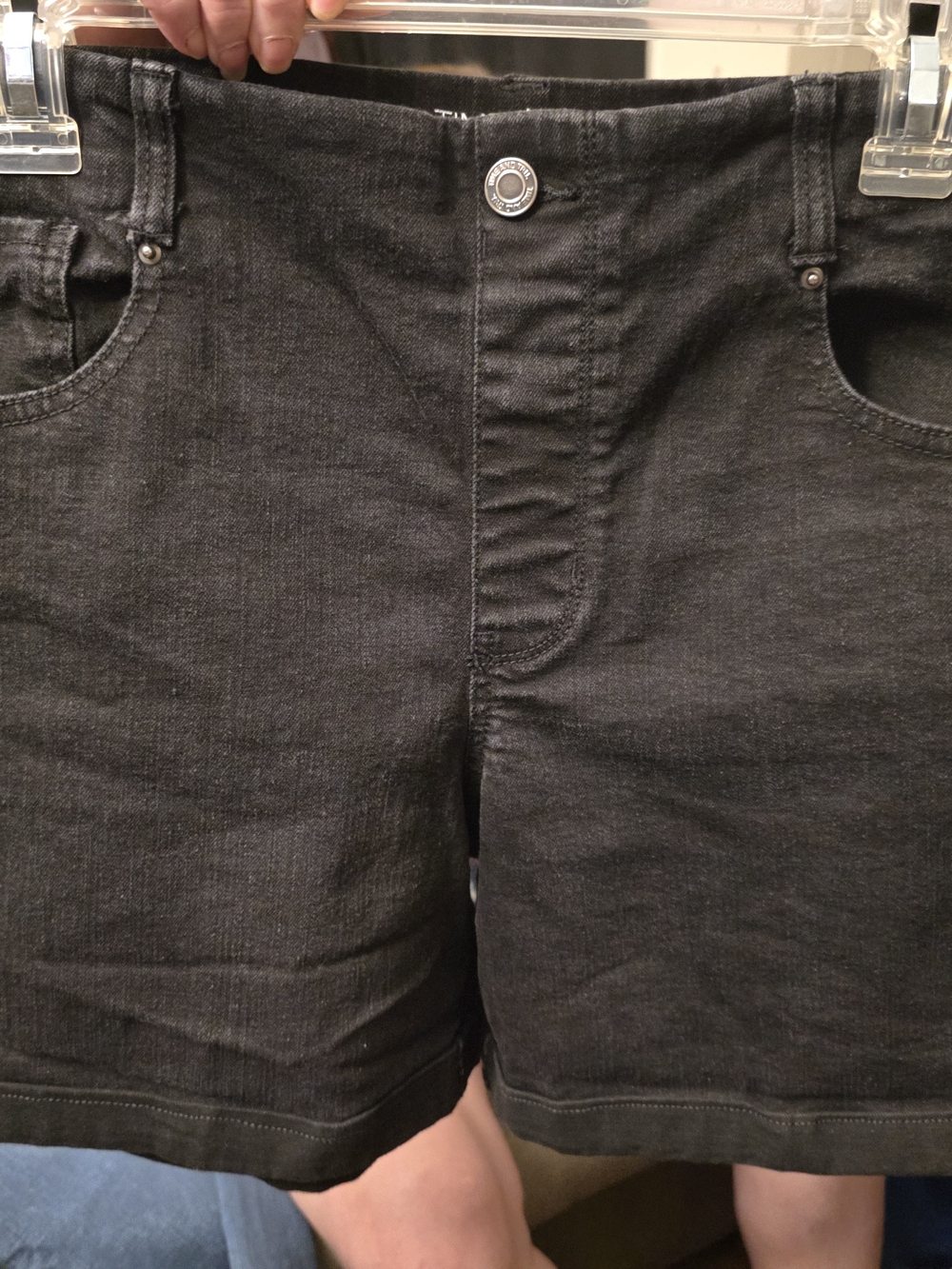 Time and Tru Black Waistband Shorts with Button
